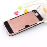 Wholesale iPhone 7 Credit Card Armor Hybrid Case (Rose Gold)